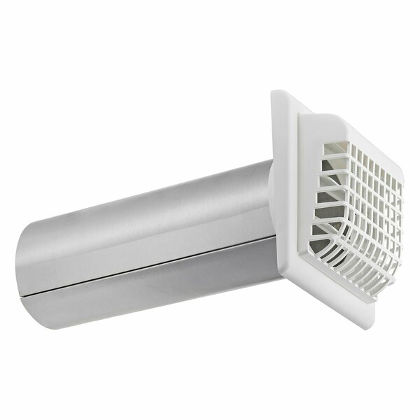 Lambro 4-In. White Plastic Louvered Vent with Tail Piece and Bird/Rodent Guard 267WG